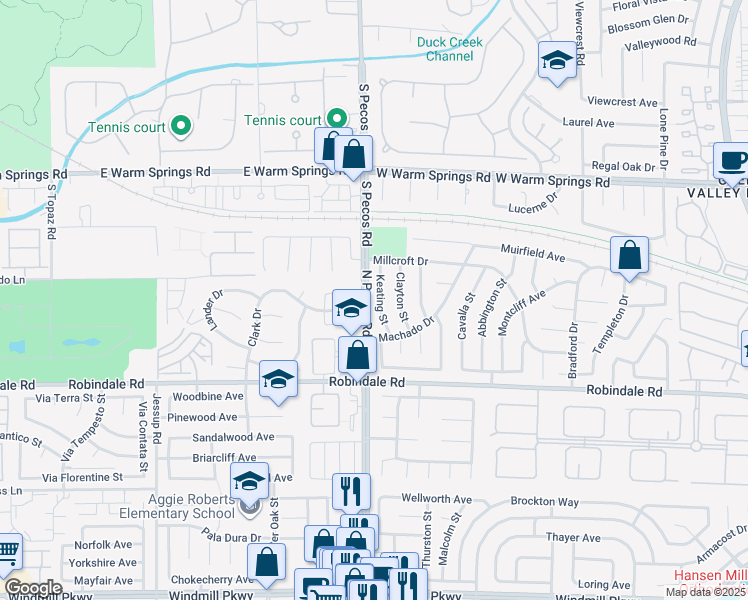 map of restaurants, bars, coffee shops, grocery stores, and more near 349 Keating Street in Henderson