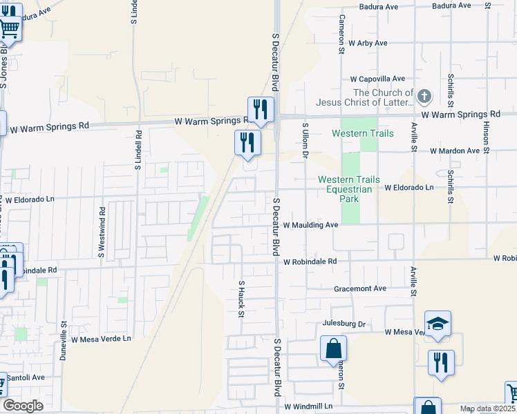 map of restaurants, bars, coffee shops, grocery stores, and more near 7542 South Desert Lupine Street in Las Vegas