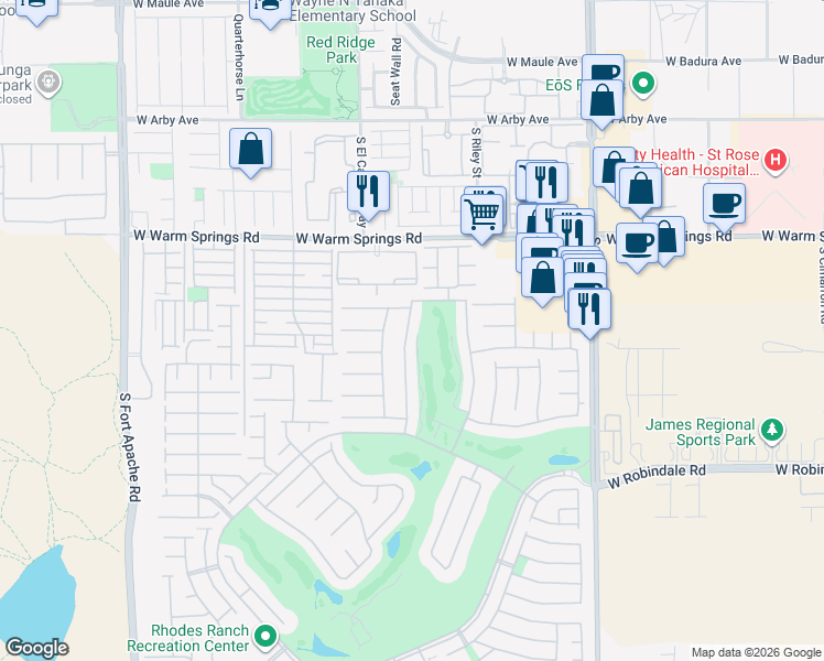 map of restaurants, bars, coffee shops, grocery stores, and more near 172 Cascade Lake Street in Las Vegas