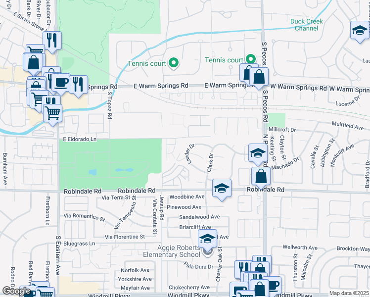 map of restaurants, bars, coffee shops, grocery stores, and more near 349 Lander Drive in Henderson