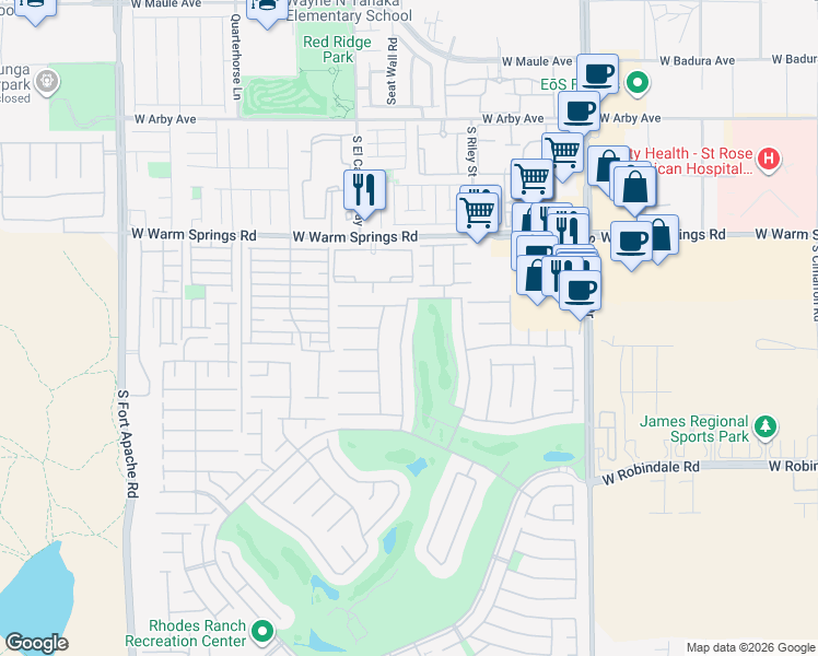 map of restaurants, bars, coffee shops, grocery stores, and more near 172 Cascade Lake Street in Las Vegas