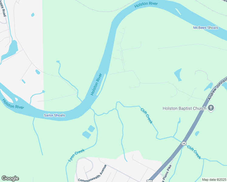map of restaurants, bars, coffee shops, grocery stores, and more near 9612 Clift Road in Strawberry Plains
