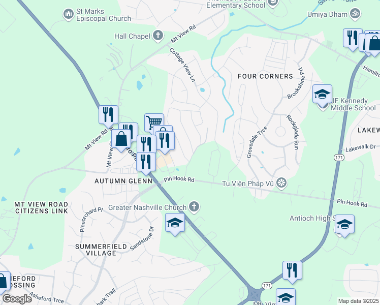 map of restaurants, bars, coffee shops, grocery stores, and more near 701 Bradburn Village Way in Nashville