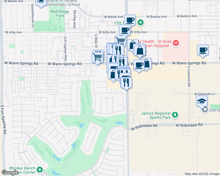map of restaurants, bars, coffee shops, grocery stores, and more near 137 Temple Wood Court in Las Vegas
