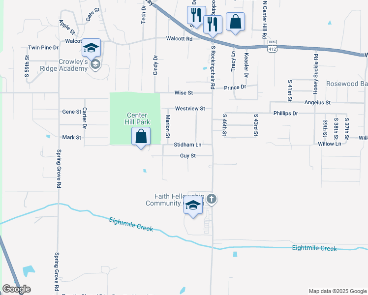 map of restaurants, bars, coffee shops, grocery stores, and more near 4804 Stidham Lane in Paragould