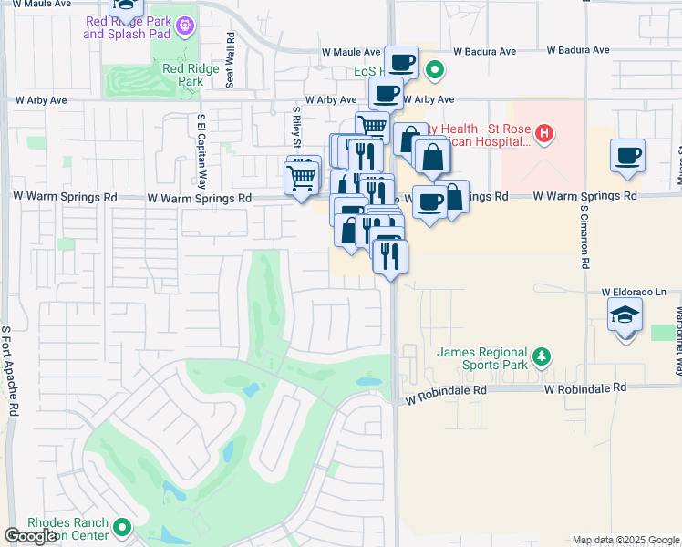 map of restaurants, bars, coffee shops, grocery stores, and more near 139 Kilmartin Valley Court in Las Vegas