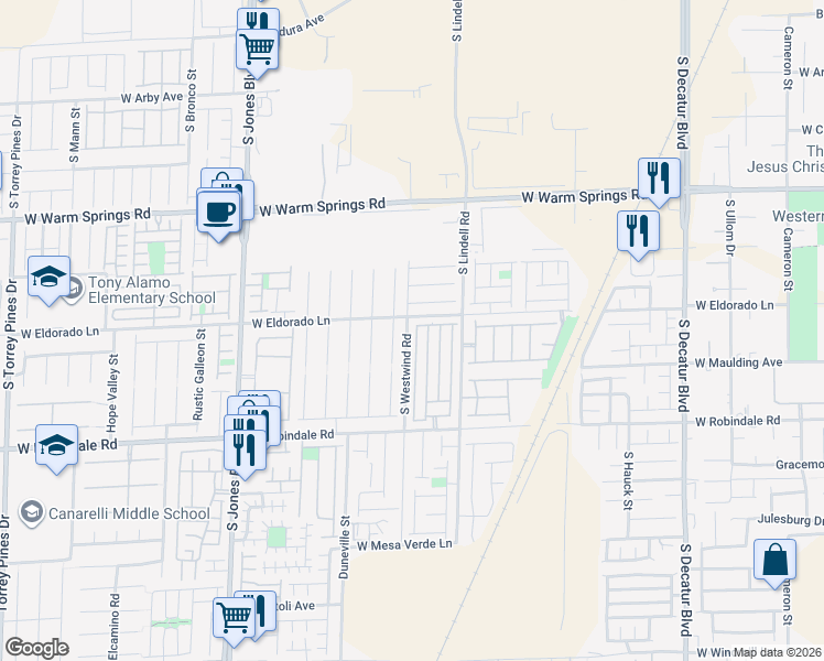 map of restaurants, bars, coffee shops, grocery stores, and more near 7539 French Springs Street in Las Vegas