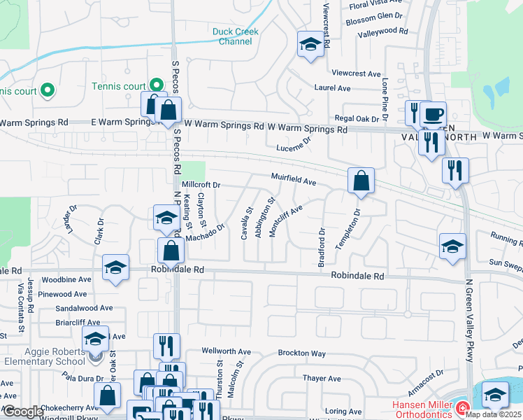 map of restaurants, bars, coffee shops, grocery stores, and more near 343 Abbington Street in Henderson