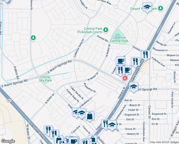 map of restaurants, bars, coffee shops, grocery stores, and more near 168 Campbelltown Avenue in Henderson