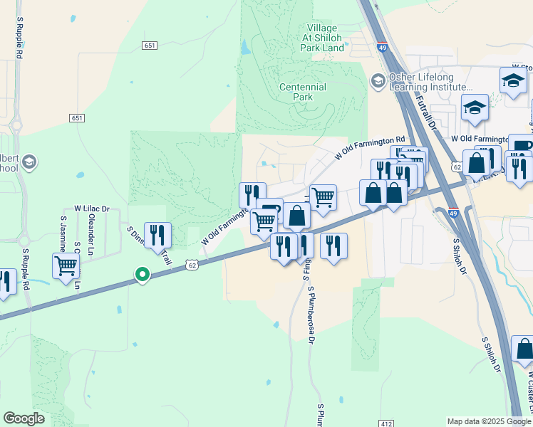 map of restaurants, bars, coffee shops, grocery stores, and more near 1139 South Tottenham Court in Fayetteville