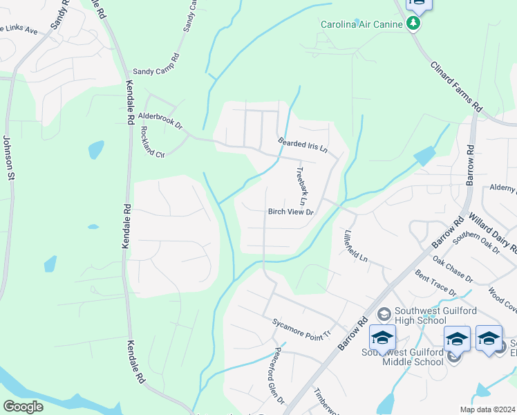 map of restaurants, bars, coffee shops, grocery stores, and more near 2375 Birch View Drive in High Point
