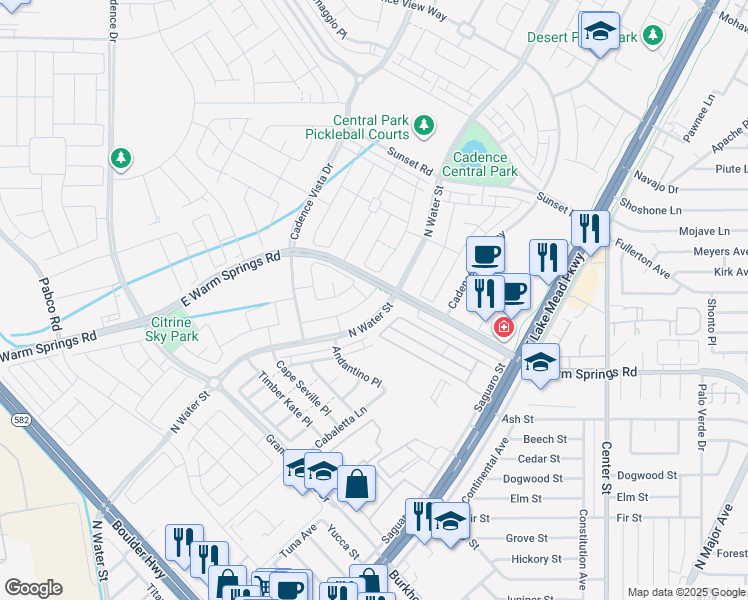 map of restaurants, bars, coffee shops, grocery stores, and more near 185 Campbelltown Avenue in Henderson