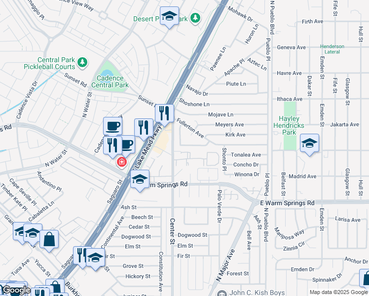 map of restaurants, bars, coffee shops, grocery stores, and more near 208 Valley Forge Avenue in Henderson