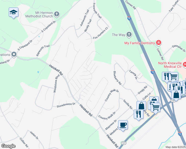 map of restaurants, bars, coffee shops, grocery stores, and more near 7966 Intervale Way in Powell