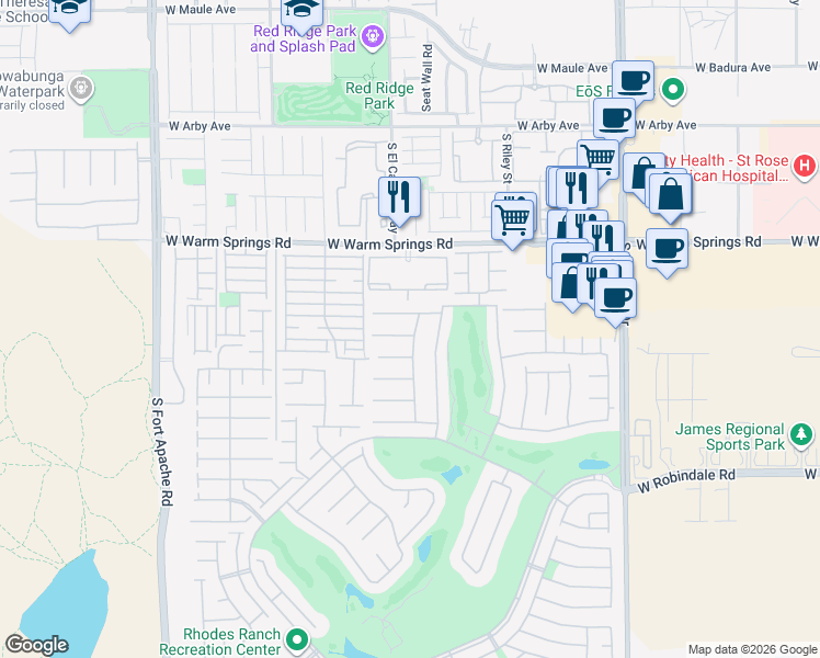 map of restaurants, bars, coffee shops, grocery stores, and more near 168 Tamarron Cliffs Street in Las Vegas