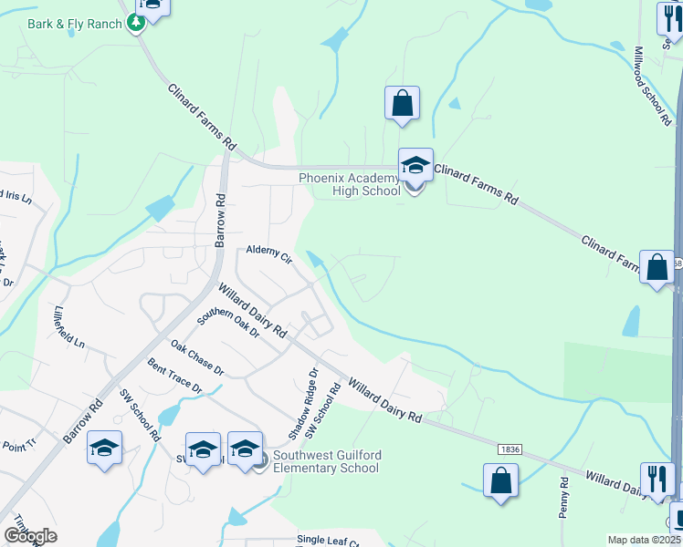 map of restaurants, bars, coffee shops, grocery stores, and more near 3905 Tonsley Place in High Point