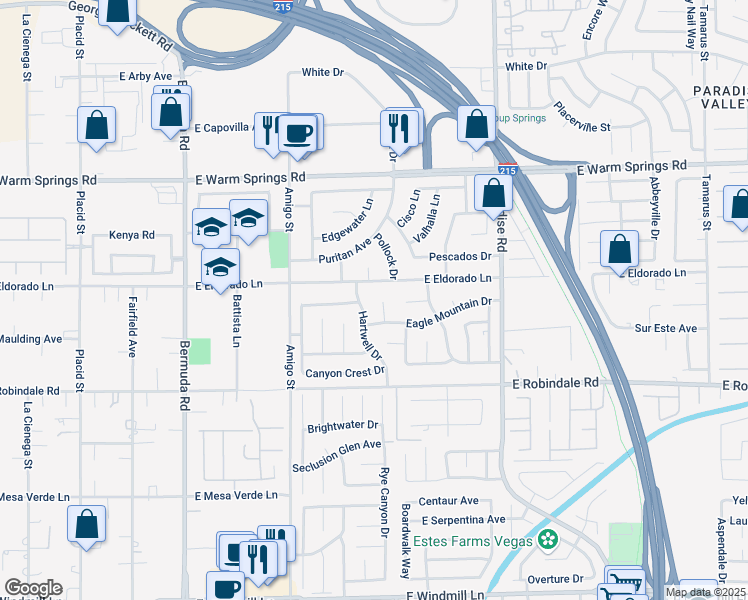 map of restaurants, bars, coffee shops, grocery stores, and more near 7547 Cooperville Court in Las Vegas