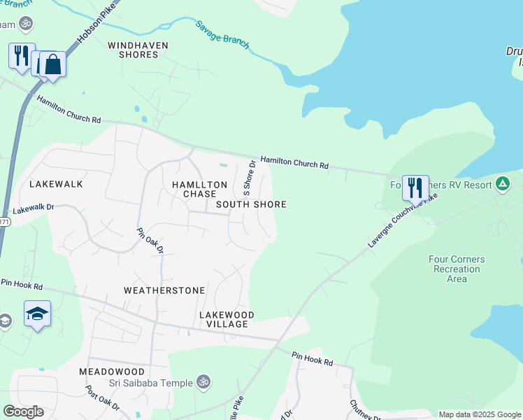 map of restaurants, bars, coffee shops, grocery stores, and more near 213 Oceanfront Circle South in Nashville