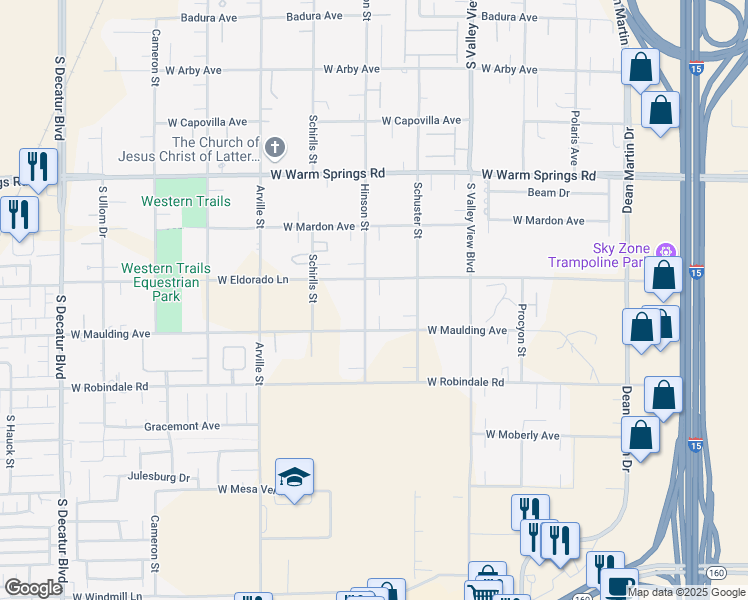 map of restaurants, bars, coffee shops, grocery stores, and more near 4061 West Eldorado Lane in Las Vegas