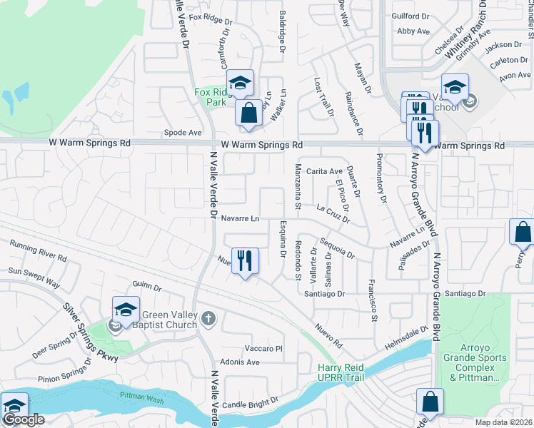 map of restaurants, bars, coffee shops, grocery stores, and more near 1808 Navarre Lane in Henderson