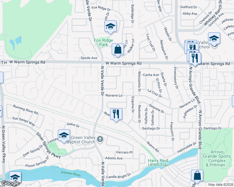 map of restaurants, bars, coffee shops, grocery stores, and more near 1824 Navarre Lane in Henderson