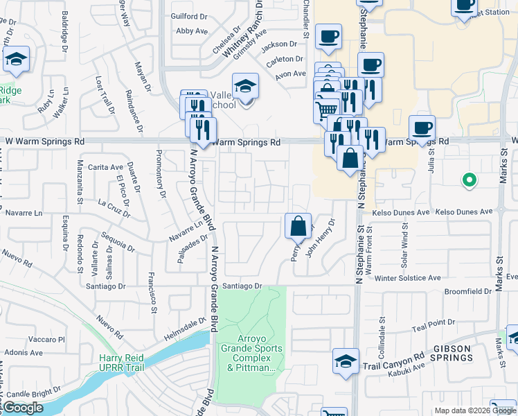 map of restaurants, bars, coffee shops, grocery stores, and more near 322 Sunward Drive in Henderson