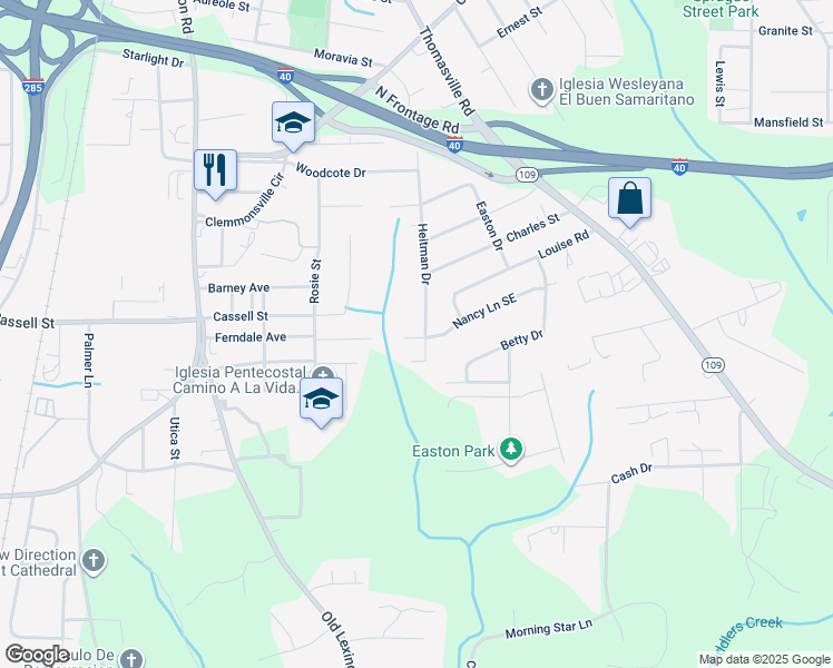 map of restaurants, bars, coffee shops, grocery stores, and more near 924 Ferndale Avenue in Winston-Salem