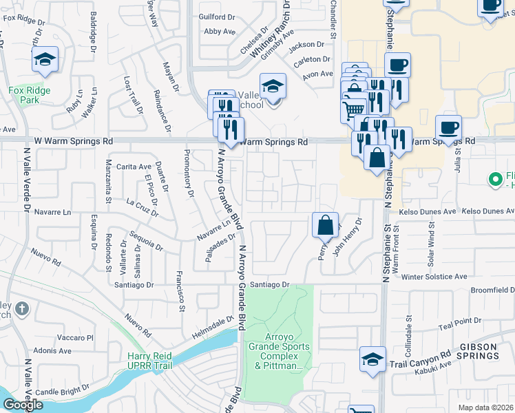 map of restaurants, bars, coffee shops, grocery stores, and more near 1594 Pimlico Hills Street in Henderson
