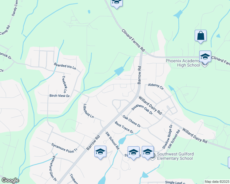 map of restaurants, bars, coffee shops, grocery stores, and more near 672 Nikyle Circle in High Point