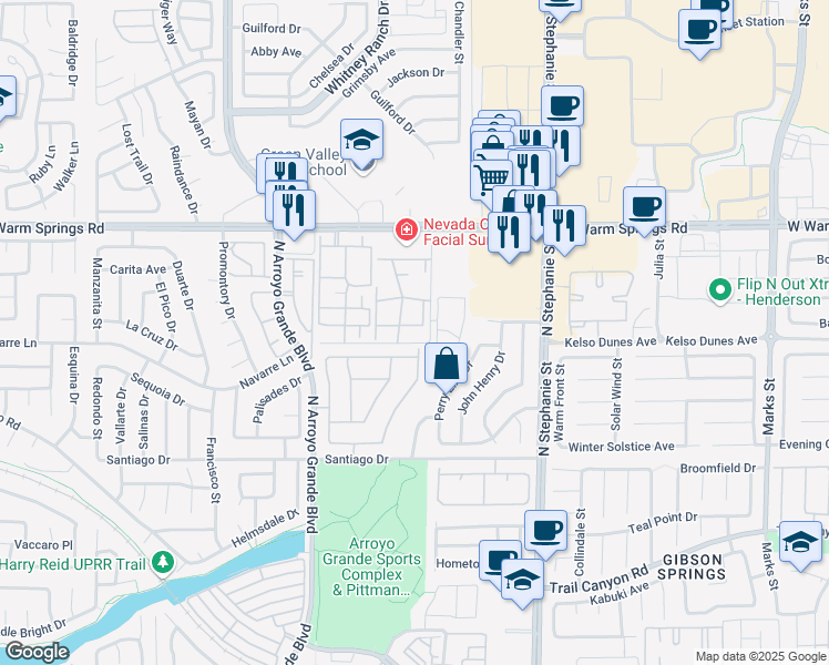 map of restaurants, bars, coffee shops, grocery stores, and more near 1558 Pimlico Hills Street in Henderson