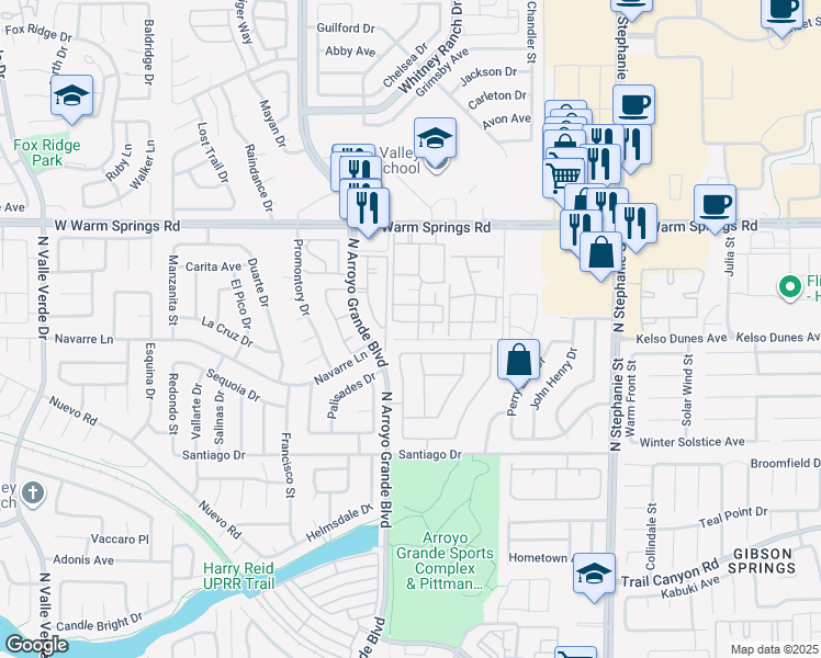 map of restaurants, bars, coffee shops, grocery stores, and more near 1594 Pimlico Hills Street in Henderson