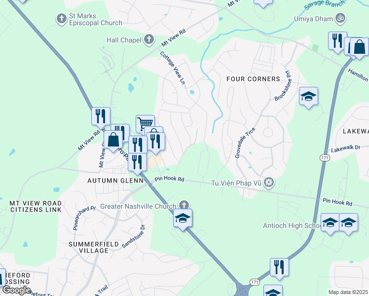 map of restaurants, bars, coffee shops, grocery stores, and more near 701 Bradburn Village Way in Nashville