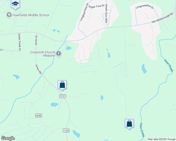map of restaurants, bars, coffee shops, grocery stores, and more near 1614 Wareham Drive in Mebane