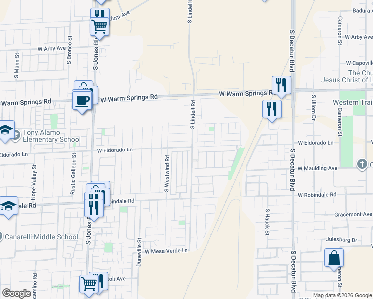 map of restaurants, bars, coffee shops, grocery stores, and more near 5542 Andes Mountain Avenue in Las Vegas
