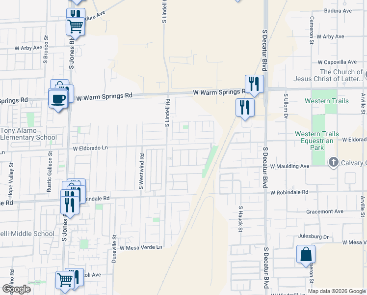 map of restaurants, bars, coffee shops, grocery stores, and more near 5410 Coral Ribbon Avenue in Las Vegas