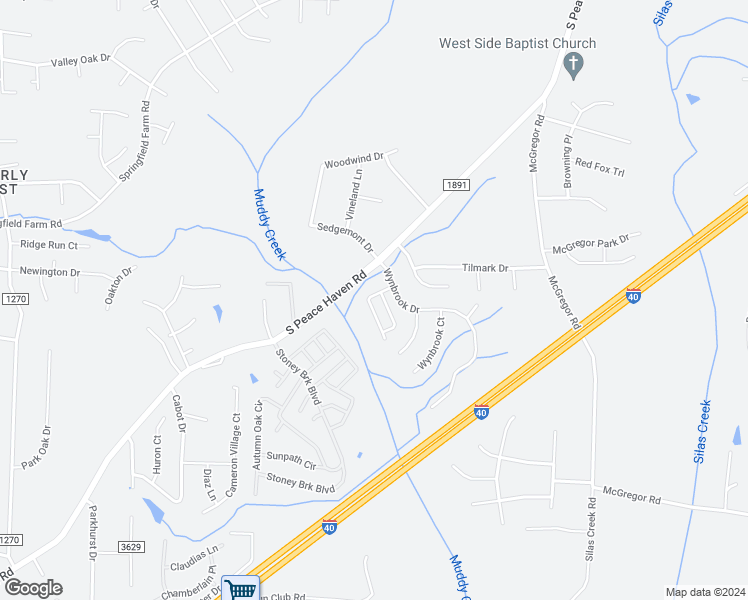 map of restaurants, bars, coffee shops, grocery stores, and more near 715 Wynbrook Square Lane in Winston-Salem