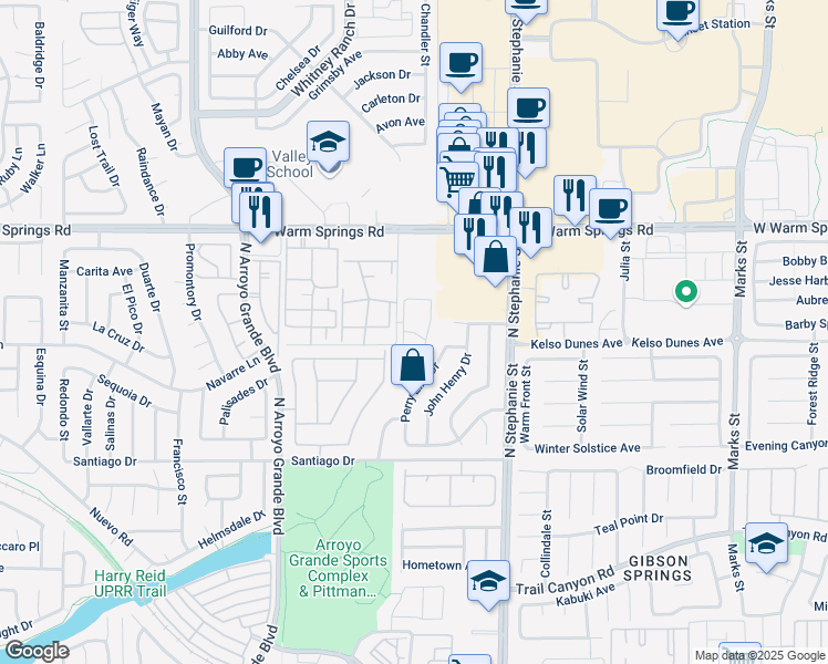 map of restaurants, bars, coffee shops, grocery stores, and more near 320 Annabelle Lane in Henderson
