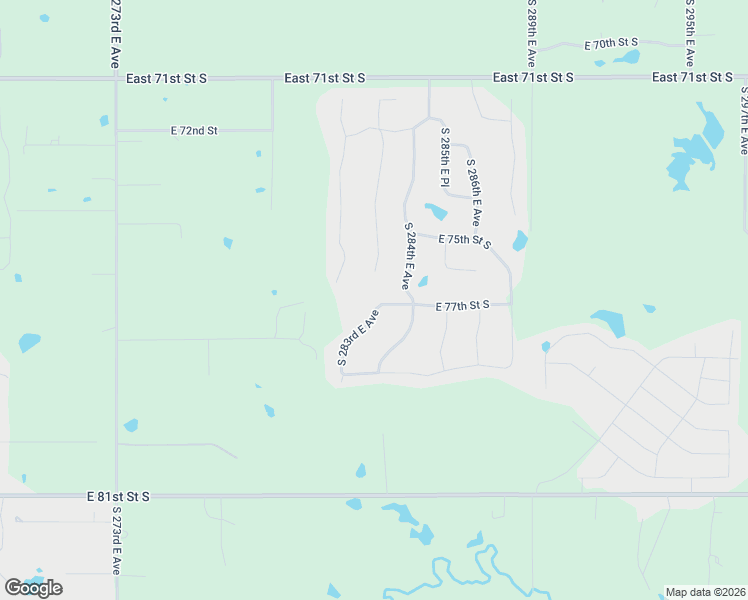 map of restaurants, bars, coffee shops, grocery stores, and more near 9498 South 284th East Avenue in Broken Arrow