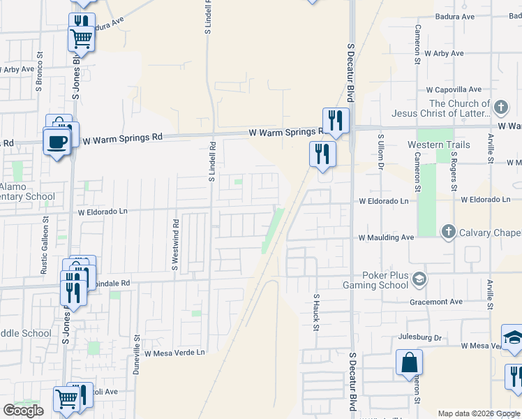 map of restaurants, bars, coffee shops, grocery stores, and more near 5286 Coral Ribbon Avenue in Las Vegas