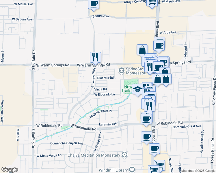 map of restaurants, bars, coffee shops, grocery stores, and more near 7446 Celosia Street in Las Vegas