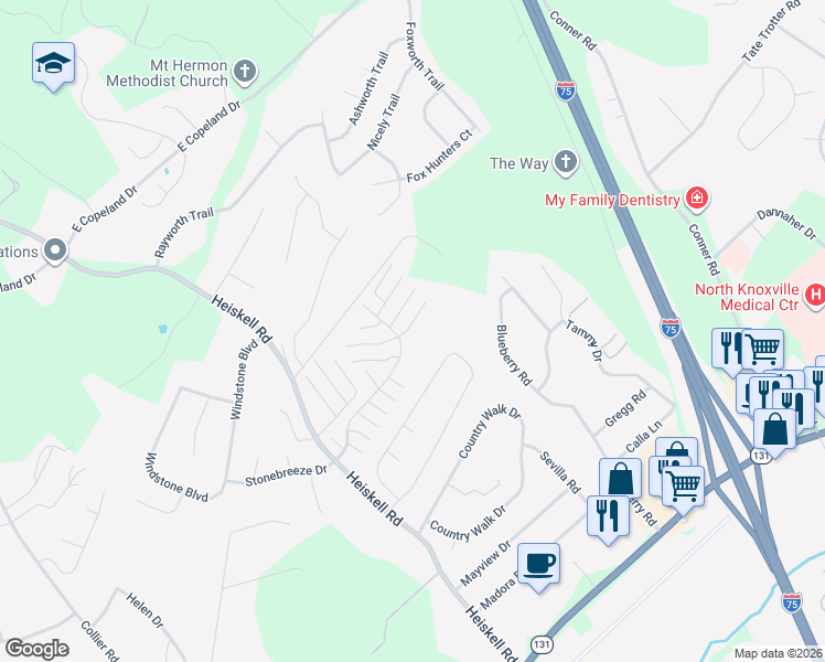 map of restaurants, bars, coffee shops, grocery stores, and more near 7966 Intervale Way in Powell