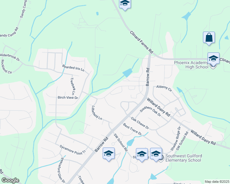 map of restaurants, bars, coffee shops, grocery stores, and more near 4437 Fair Oaks Lane in High Point