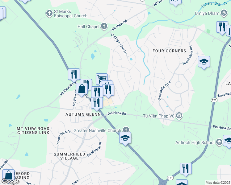 map of restaurants, bars, coffee shops, grocery stores, and more near 529 Bradburn Village Circle in Nashville