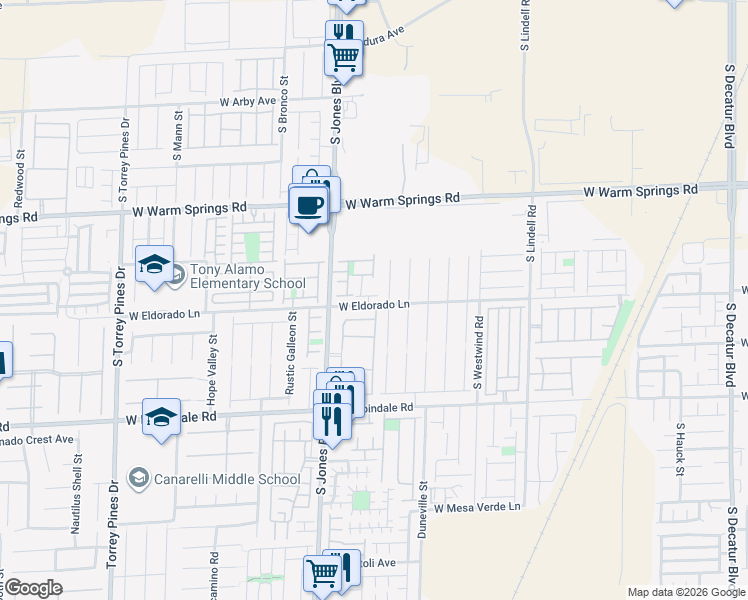 map of restaurants, bars, coffee shops, grocery stores, and more near 5959 Opal Ridge Avenue in Las Vegas