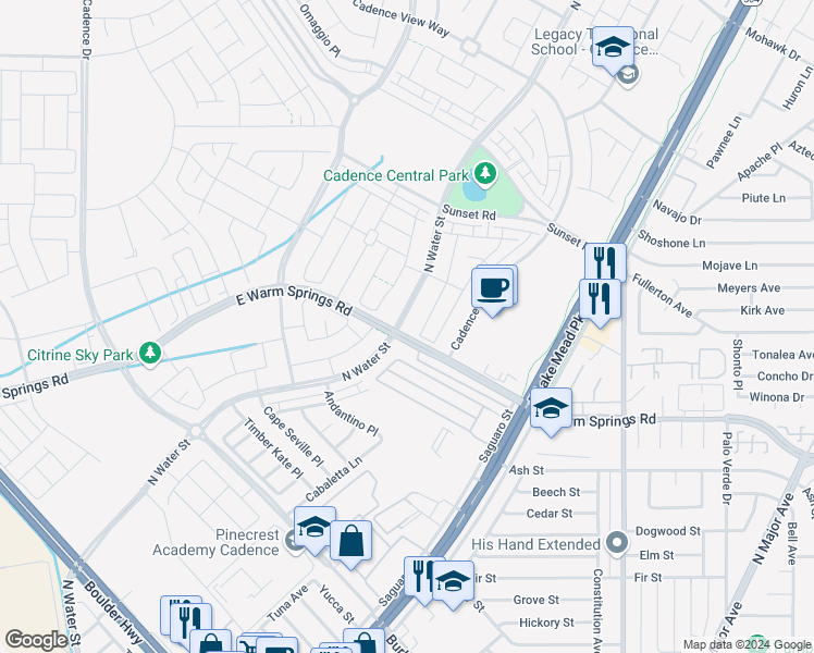 map of restaurants, bars, coffee shops, grocery stores, and more near 826 North Water Street in Henderson