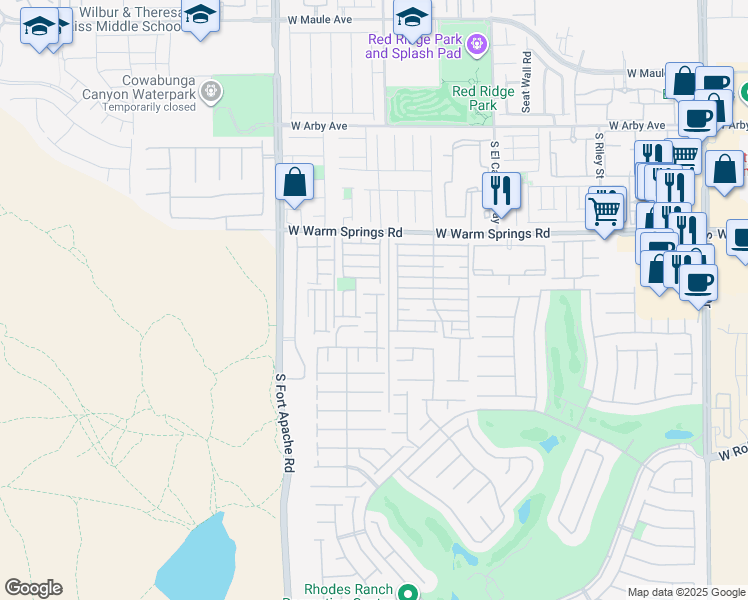 map of restaurants, bars, coffee shops, grocery stores, and more near 179 Flying Hills Avenue in Las Vegas