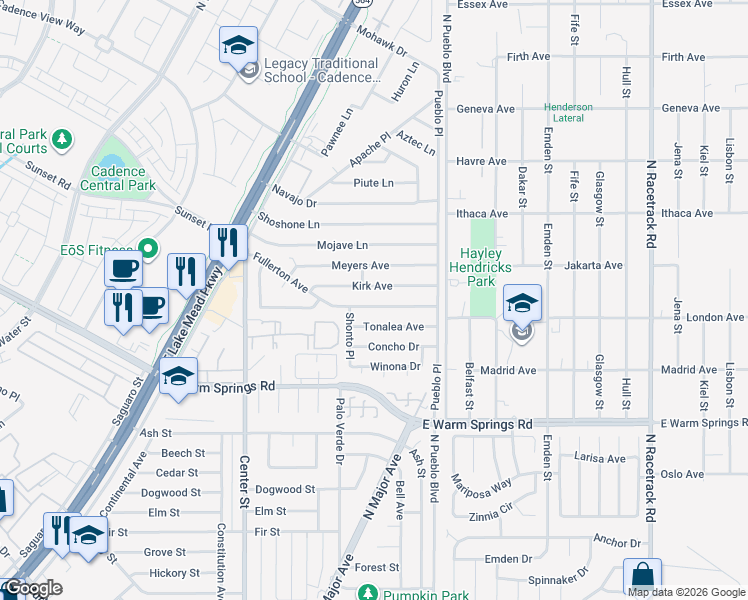 map of restaurants, bars, coffee shops, grocery stores, and more near 231 Fullerton Avenue in Henderson
