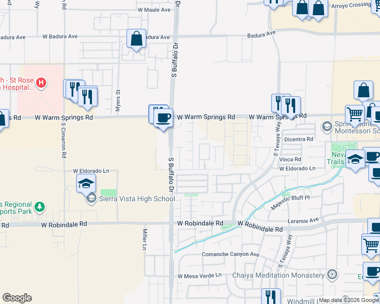 map of restaurants, bars, coffee shops, grocery stores, and more near 7741 Chaces Island Court in Las Vegas