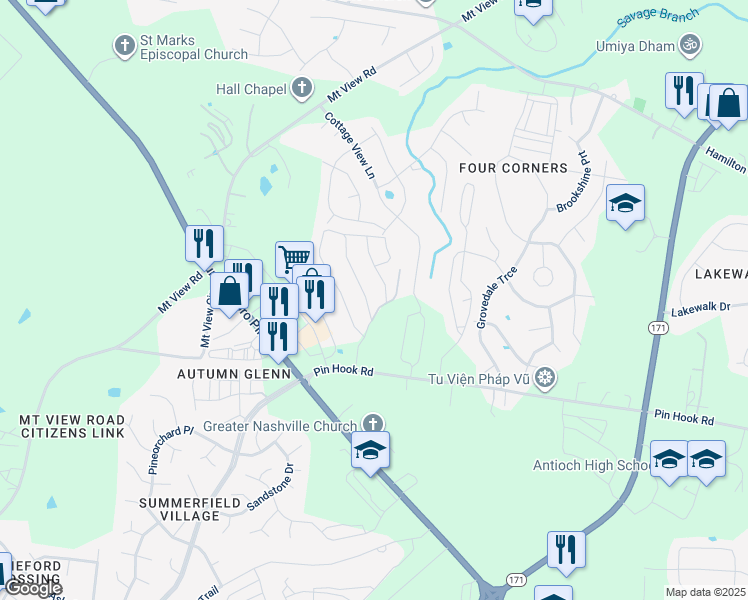 map of restaurants, bars, coffee shops, grocery stores, and more near 701 Bradburn Village Way in Nashville