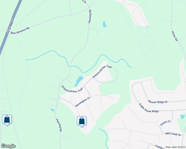 map of restaurants, bars, coffee shops, grocery stores, and more near 225 Dreamcatcher Trail in Youngsville